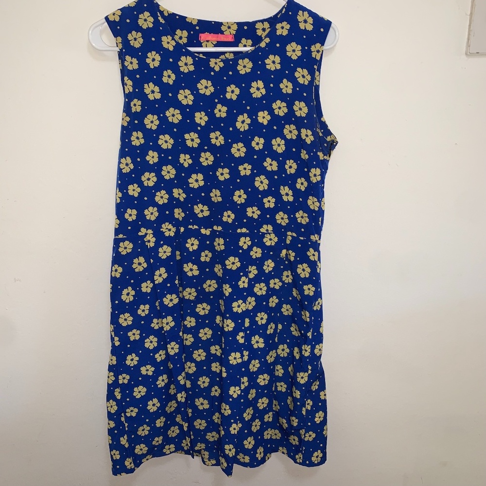 Colour Bar Blue Sleeveless A-line Dress, Size M